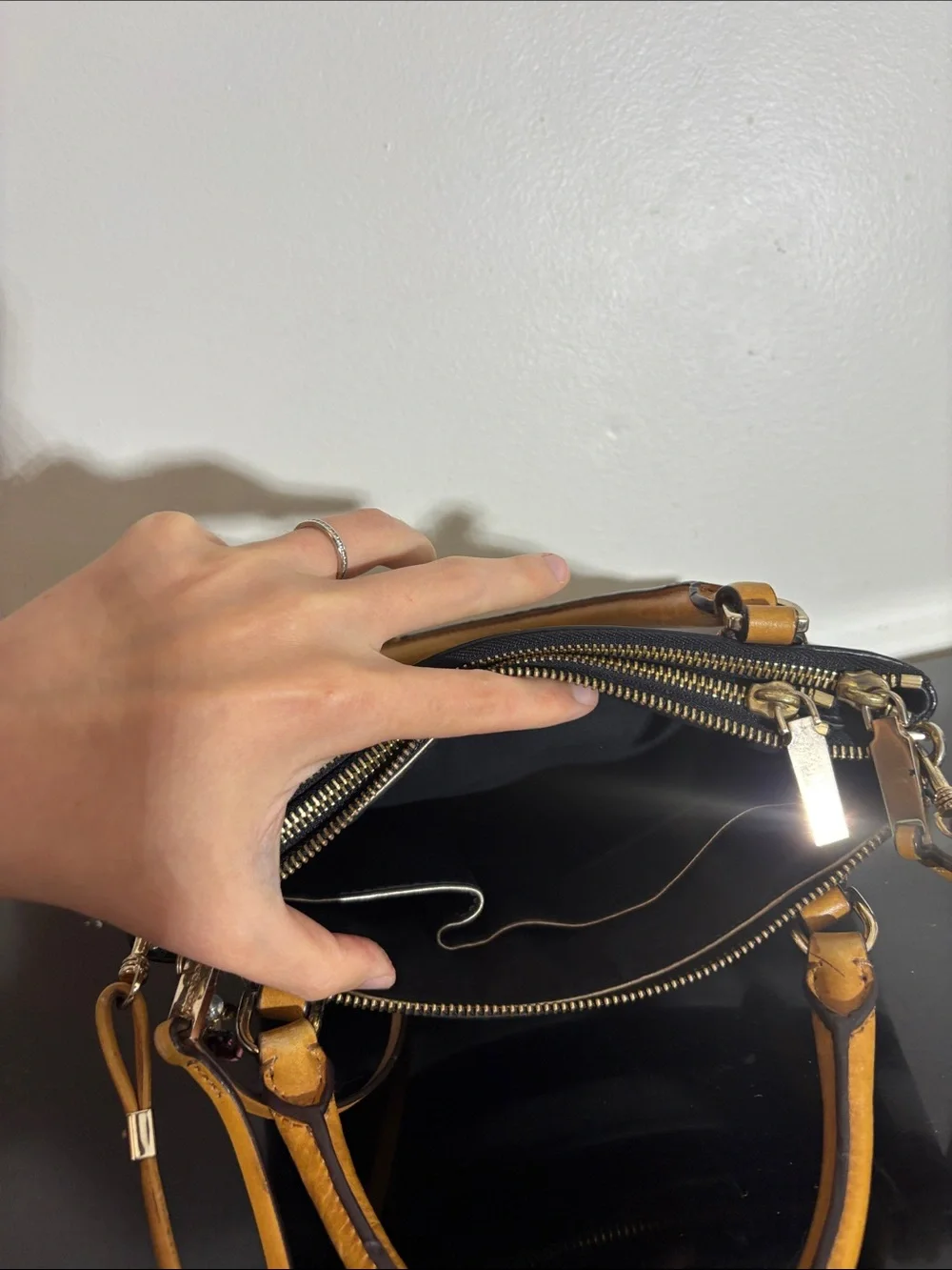 Coach Striped Crossbody Satchel Purse